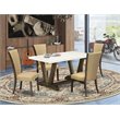 Pemberly Row 5-Piece Wood Dinette Set with Upholstered Chairs in Linen White