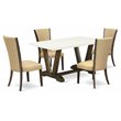 Pemberly Row 5-Piece Wood Dinette Set with Upholstered Chairs in Linen White