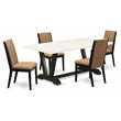 Pemberly Row 5-Piece Wood Dining Set in Wire Brushed Black and Linen White