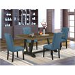Pemberly Row 5-Piece Wood Dining Set in Black and Jacobean Finish