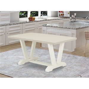 Pemberly Row Dining Table with Linen White Top and Asian Wood Legs