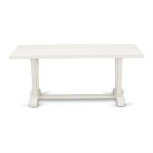 Pemberly Row Dining Table with Linen White Finish and Solid Wooden Legs