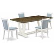Pemberly Row 5-Piece Wood Dining Set in Jacobean Blue and White Finish