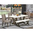 Pemberly Row 6-Piece Wood Dining Set in Jacobean and Dark Khaki