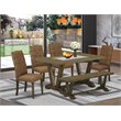 Pemberly Row 6-Piece Wood Dining Set in Brown Beige and Jacobean