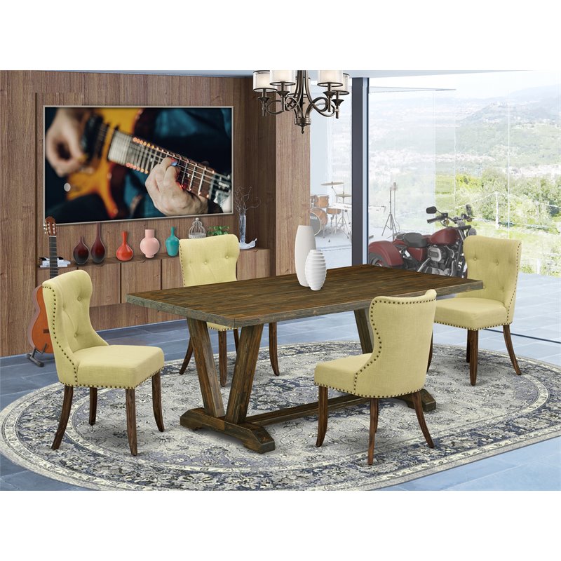Pemberly Row 5-Piece Wood Dinette Set with Jacobean Brown Finish
