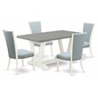 Pemberly Row 5-Piece Wood Dining Set with Cement Top and Baby Blue Seats