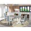 Pemberly Row 5-Piece Wood Dining Set Cement Top & Baby Blue Upholstery