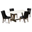 Pemberly Row 5-Piece Wood Dining Set with PU Leather Chairs in Jacobean Brown