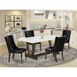 Pemberly Row 5-Piece Wood Dining Set with PU Leather Chairs in Jacobean Brown
