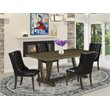 Pemberly Row 5-Piece Wood Dining Set with Leather Chairs in Jacobean Brown