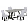 Pemberly Row 5-Piece Wood Dining Set in Black with Upholstered Chairs
