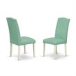 Pemberly Row 6-Piece Dining Set in Linen White/Pond Green Upholstery