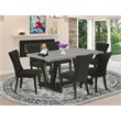Pemberly Row 7-Piece Rubber Wood Dining Set in Black and Cement Finish