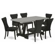 Pemberly Row 7-Piece Rubber Wood Dining Set in Black and Cement Finish