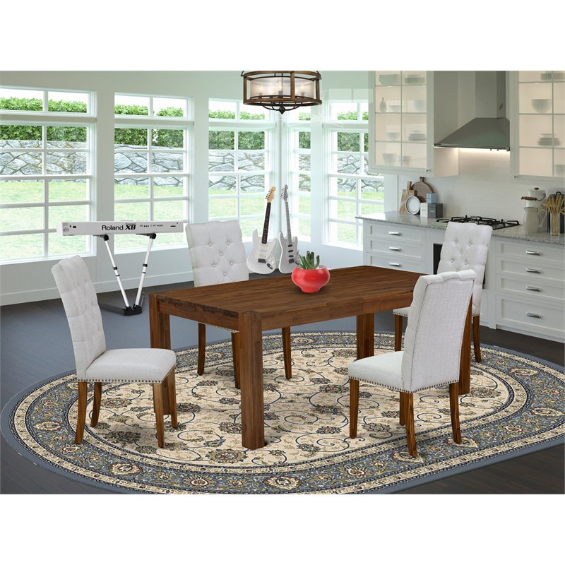 Pemberly Row 5-Piece Wood Dining Set with Rectangular Table in Walnut