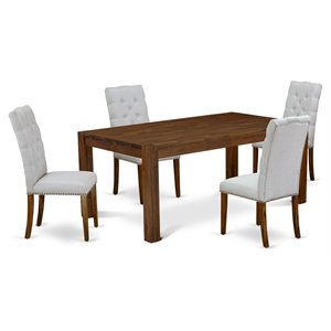 Pemberly Row 5-Piece Wood Dining Set with Rectangular Table in Walnut