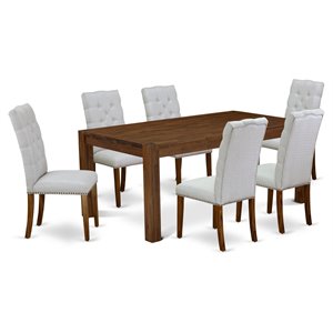 Pemberly Row 7-Piece Wood Dining Set with Rectangular Table in Walnut