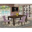 Pemberly Row 5-Pc Wood Dining Set in Jacobean Brown and Dahlia