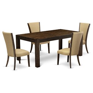Pemberly Row 5-Pc Wood Dining Set in Distressed Jacobean and Brown