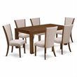 Pemberly Row 7-Piece Wood Dining Set in Antique Walnut/Light Tan