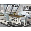 Pemberly Row 5-Piece Wood Dining Set in Linen White and Jacobean Finish