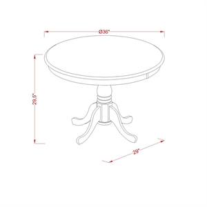 Pemberly Row 3-Piece Round Dining Set with 2 Chairs Wood Black Finish
