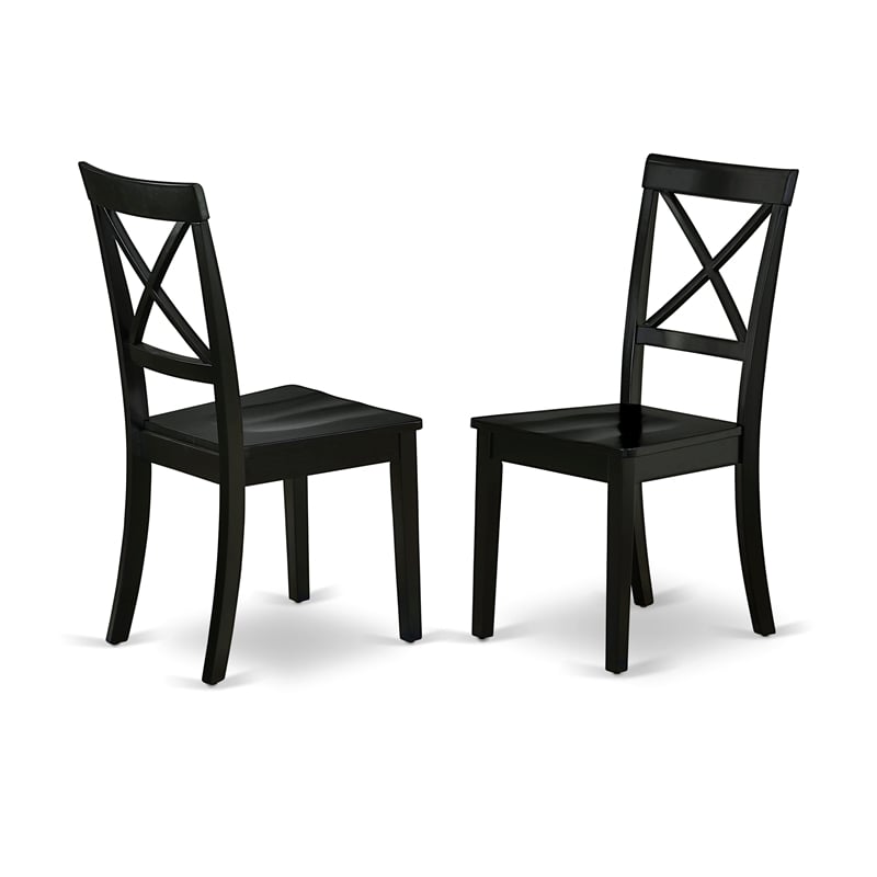 Pemberly Row Round Dining Table with 4 Chairs in Black and Cherry Wood