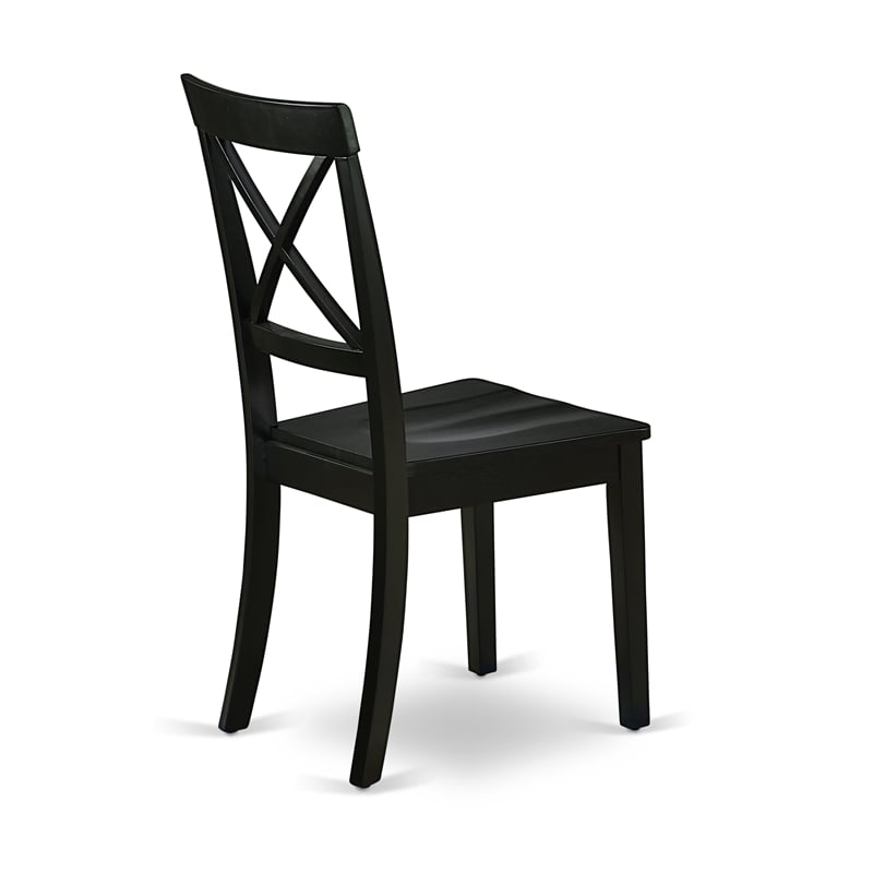 Pemberly Row Round Dining Table with 4 Chairs in Black and Cherry Wood