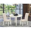 Pemberly Row 3-Piece Wood Dining Set with Fabric Seats in White Finish
