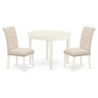 Pemberly Row 3-Piece Wood Dining Set with Fabric Seats in White Finish