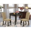 Pemberly Row 3-Piece Wood Dining Table Set in Cappuccino with Upholstered Seats
