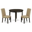 Pemberly Row 3-Piece Wood Dining Table Set in Cappuccino with Upholstered Seats