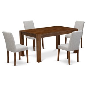 Pemberly Row 5-Piece Dining Set in Antique Walnut and Doeskin