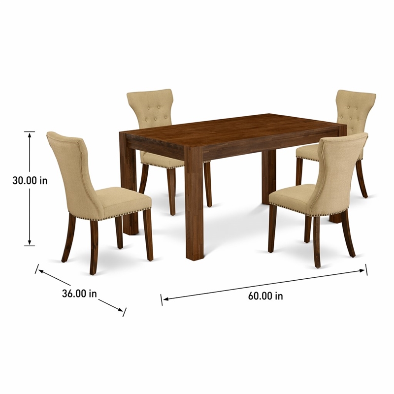 Pemberly Row 5-Piece Wood Dining Set in Antique Walnut and Brown