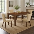 Pemberly Row 5-Piece Wood Dining Set in Antique Walnut and Brown