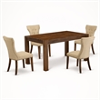 Pemberly Row 5-Piece Wood Dining Set in Antique Walnut and Brown