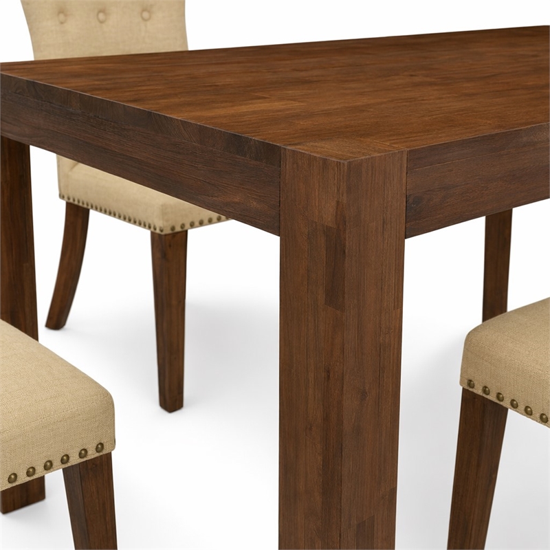 Pemberly Row 5-Piece Wood Dining Set in Antique Walnut and Brown
