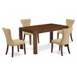 Pemberly Row 5-Piece Wood Dining Set in Antique Walnut and Brown