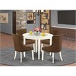 Pemberly Row 5-Piece Wood Dining Set in Linen White and Dark Coffee
