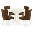 Pemberly Row 5-Piece Wood Dining Set in Linen White and Dark Coffee