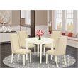 Pemberly Row 5-Piece Wood Dining Set with Linen Upholstery in Linen White