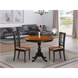Pemberly Row Round Dining Table and 2 Faux Leather Chairs in Black Finish