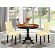 Pemberly Row 3-Pc Wood Dining Set with PU Leather Chairs Cherry/Black