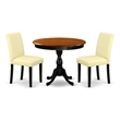 Pemberly Row 3-Pc Wood Dining Set with PU Leather Chairs Cherry/Black