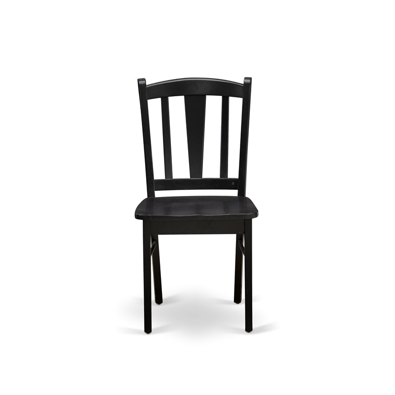 Pemberly Row Round Wood Table with 2 Black Wood Chairs in Cherry