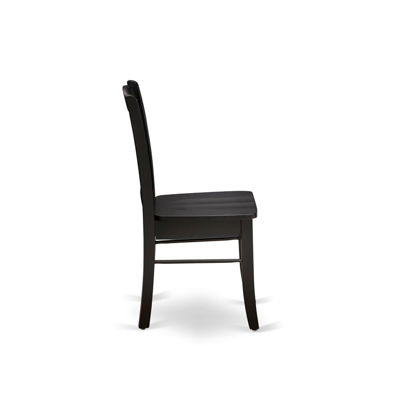 Pemberly Row Round Wood Table with 2 Black Wood Chairs in Cherry