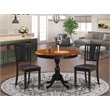 Pemberly Row 3-Piece Rubberwood Dining Set with Leather Chairs in Black