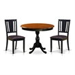 Pemberly Row 3-Piece Rubberwood Dining Set with Leather Chairs in Black