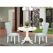 Pemberly Row 3-Piece Wood Dining Set in Linen White and Baby Blue Finish